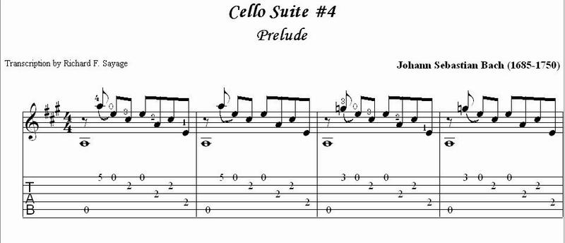 bach cello suite guitar tab